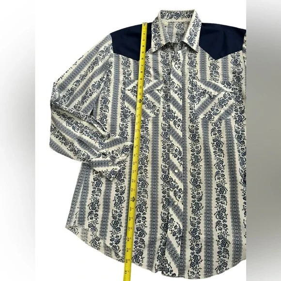 Vintage floral pearl snap shirt 16 1/2-35 - Picture 3 of 8